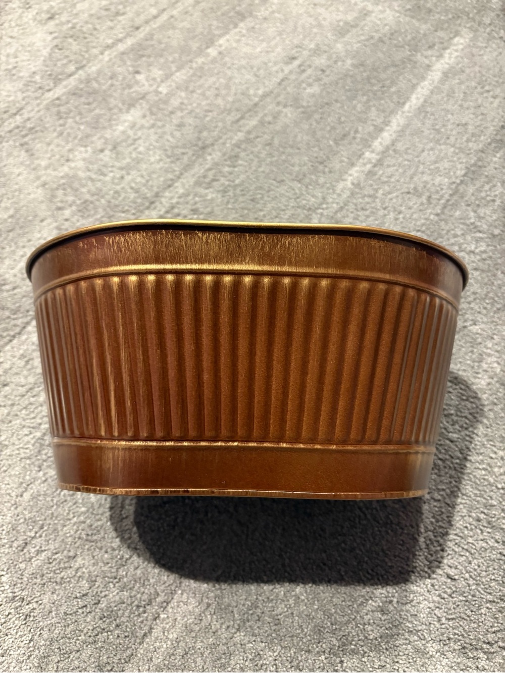 Metal Farmhouse Decorative Bin- Copper Brown